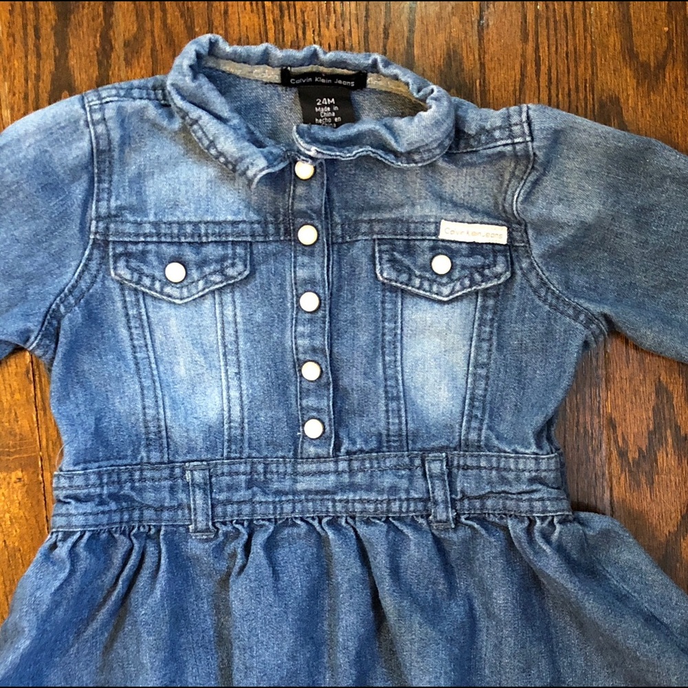 Calvin Klein toddler long sleeve denim dress